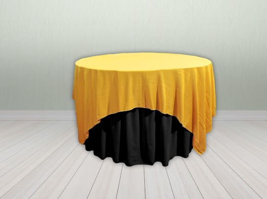 Meja Bulat Cover Kuning Hitam