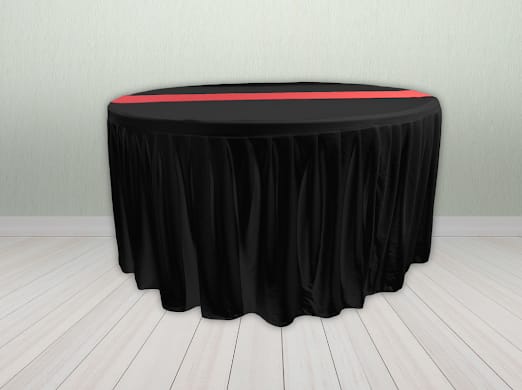 Meja Bulat Hitam Runner Merah