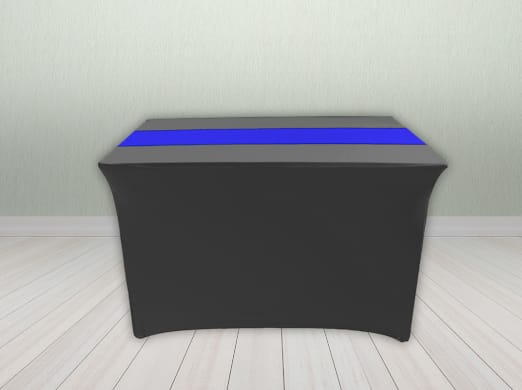 Meja Cover Ketat Hitam Runner Biru