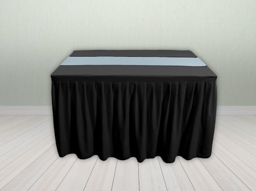 Meja Prasmanan Hitam Runner Biru Muda